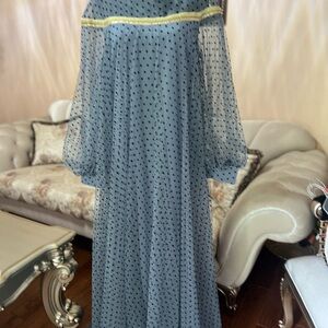 Elegant Blue Polka Dot Dress